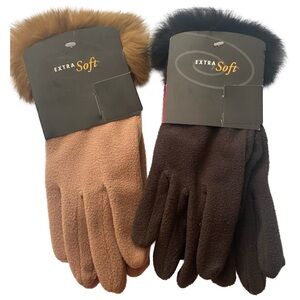 Fur trim gloves. NWT